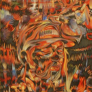 "THE CLOWN IN MY HEAD" View B, Oil on canvas, 30" X 22", 1998.