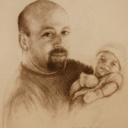 "Proud Father", Pencil on fine art paper, 12" X 9"