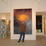 Standing in front of "HURRICANE" at the Milou Gallery in Miami. 2008.