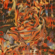 "THE CLOWN IN MY HEAD" View A, Oil on canvas, 30" X 22", 1998.  The painting can be viewed upside down or right side up....