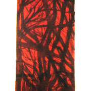 Arbre Orange-Kakimono-Encre sur papier de soie marouflé sur de la tarlatane-32x94cm-2014