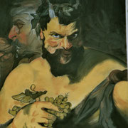 zwei satyrn, peter paul rubens, strassenmalerei lydia hitzfeld 2004