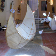 Barque - papier de soie/osier/végétaux  - 140/120cm - Caroline Delannoy "Ex Voto Gravité" Artistes à Suivre 