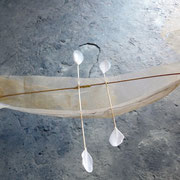Barque - papier de soie/osier/plumes -  40/30cm - Caroline Delannoy "Ex Voto Gravité" Artistes à Suivre - collection privée