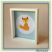 Cuadro Zorro sentado marco blanco  / REF: CUA-042  / 22 x 27 cms./ 1 unidad / Arriendo: $ 4.000 / Garantía: $ 12.000