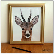 Cuadro pequeño VENADO ACUARELA / REF: CUA-067 / 30 x 25 cms./ 1 unidad / Arriendo: $ 3.000 / Garantía: $ 10.000