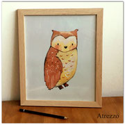 Cuadro pequeño BUHO / REF: CUA-071 / 30 x 25 cms./ 1 unidad / Arriendo: $ 3.000 / Garantía: $ 10.000
