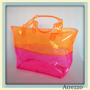 Bolso playa transparente naranjo y rosado / REF: VAR- 098 / 1 unidad/ Arriendo: $ 3.000 / Garantía: $ 15.000