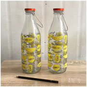 BOTELLAS  VIDRIO DISEÑO LIMONES / 2 UNIDADES/ Arriendo: $ 1.500 C/U / Garantía: $ 6.000 C/U