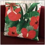 Cojines Hibiscus Rojo / REF: TEX- 051/ 45 X 45 CMS./ 2 unidades / Arriendo: $ 4.000 c/u / Garantía: $ 12.000 c/u