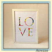 Cuadro LOVE marco blanco  / REF: CUA-003  / 30 x 41 cms./ 1 unidad / Arriendo: $ 4.000 / Garantía: $ 12.000