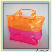 Bolso playa transparente naranjo y rosado / REF: VAR- 098 / 1 unidad/ Arriendo: $ 2.500 / Garantía: $ 10.000