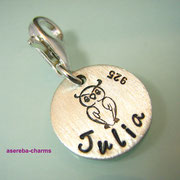 Abi-Charm mit Name und Motiv (Eule) mit Gravur