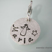 Abi-Charm aus 925 Silber mit Name und Motiv auf Rückseite (personalisierbar)
