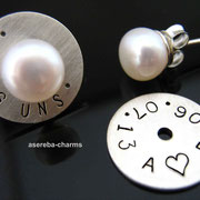 Kombi-Ohrstecker-Set mit Wunschtext (z.B. mit Hochzeitsdatum / Initialen)