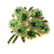 Exquisite CAPRI bright green shades floral arrangement Brooch - bouquet of flowers with sparkling crystals on golden setting  Art.432/4- SOLD OUT