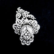 Awesome TRIFARI large sensual rose flower fur/dress clip with Diamante rhinestones - extremely rare Trifari jewel - Art.120/6-SOLD OUT