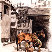 Schmiede, Aquarell (Auftragsarbeit)