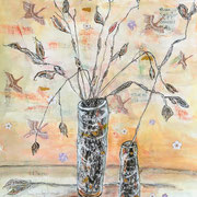 I Saw The Cranes, Mixed Media, on paper