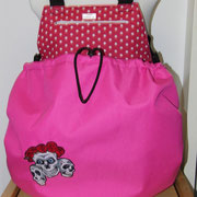 1 Wintertasche außen Nylon pink/ innen Baumwolle Sternchen pink