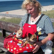 13 Sommertasche außen Fleece Pünktchen / innen Baumwolle rot