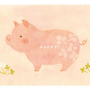 HAPPY!（ポストカード用・アクリル画+デジタル 2019.3）