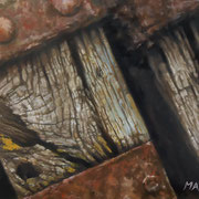 Driftwood, Oil on Board, 5"x 7". Original available.