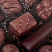 Chocolates!, Oil on Board, 5'x 7". Original available.