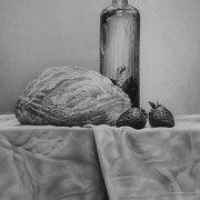 Bread and Oil, graphite on paper, 10"x 15"