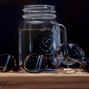 Glass Study, Oil on Board, 5"x 7". Original available.
