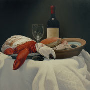 Just hanging, oil on canvas, 16”x 16”.