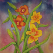 Daylilies II   -   Pastel & Watercolor  -  Available