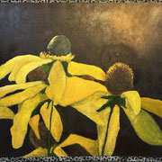 7056...44x48: oil on linen w/prints & sand: "opsin" w 25