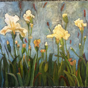 7226...40x44: oil on linen w/prints "biophony" sp 26