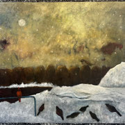 7207...44x48: oil on linen w/prints: "saudade" w 26