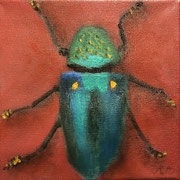 6283...8x8: oil on canvas: "green bug" w 20