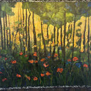 7172...44x48: oil on linen w/prints & sand: "heliophilia" f 25