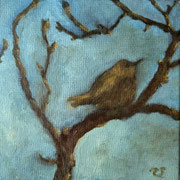 7009...8x8: oil on canvas: "bird on branch" s 24