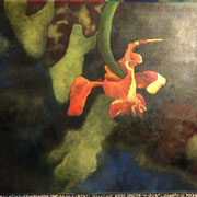 6282...44x48: oil on linen w/prints & sand: "i carry your heart" w 20