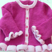 Babyjäckchen mit Rüschen aus 4 Kn. Zarina (3x pink, 1x rosa), Fr. K. Ebner