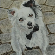 Ecki, Buntstifte auf Pastellmat, Hintergrund Aquarell