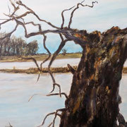 "Elbelanschaft bei Wittenberg", Acryl auf Baumwolle, 80 cm x 60 cm, 2024