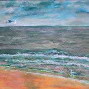  "Strand bei Bergen aan Zee", Acryl auf Baumwolle, 50 cm x 40 cm, 2021