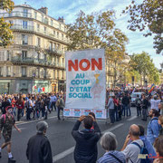 Tête de la Marche contre le coup d'état social des ordonnances Macron. Paris. 23/09/2017 #jaibastille 