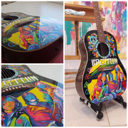 "Led Zeppelin guitar", airbrush on acoustic Yamaha J45, 2019