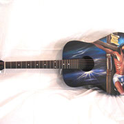 "Jesus guitar" , airbrush and handpainted on classic guitar, USA 