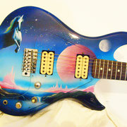 "Fantasy guitar", airbrush and handpaint on electric guitar