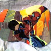 "Spiderman guitar", airbrush and handpaint on acoustic left guitar