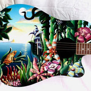 "Isola", airbrush and handpaint on acoustic guitar