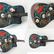 Davide Ricchetti " Beatles guitar - Rubber Soul " aerografia e dipinto mano libera su chitarra Martin, 2013.